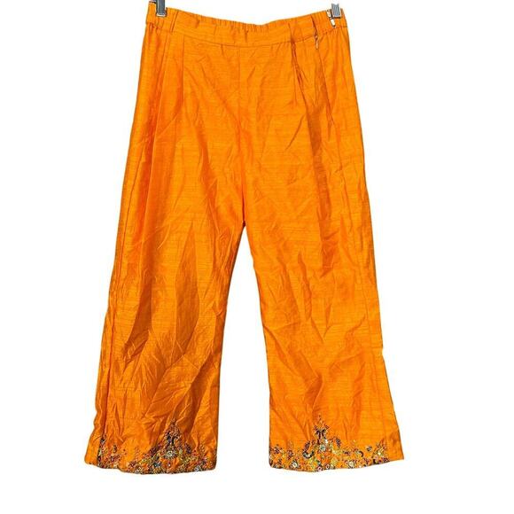 Made in India two piece embellished Top and Pants Beaded Orange Blue Sequins - Picture 5 of 14